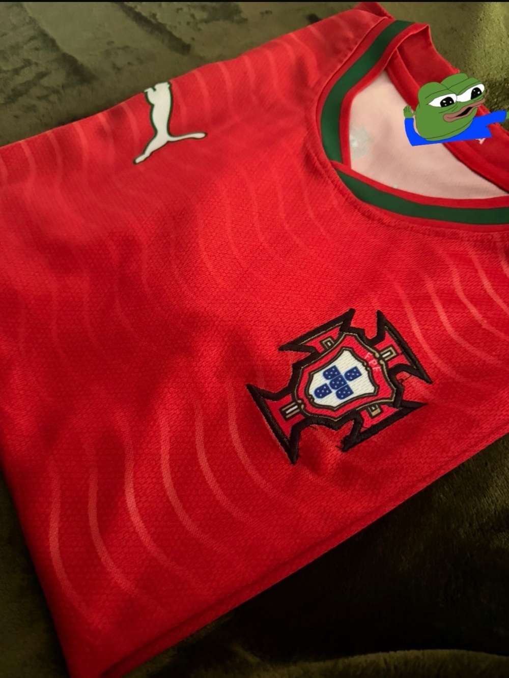 Red Portugal National Team Jersey with Green Trim - Picture 1 of 3